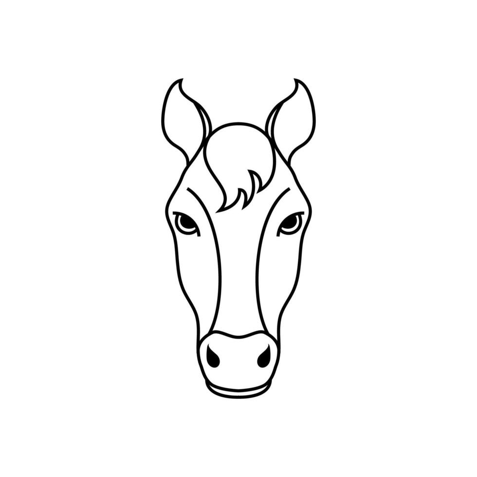 paard hoofd in lijn kunst stijl vector