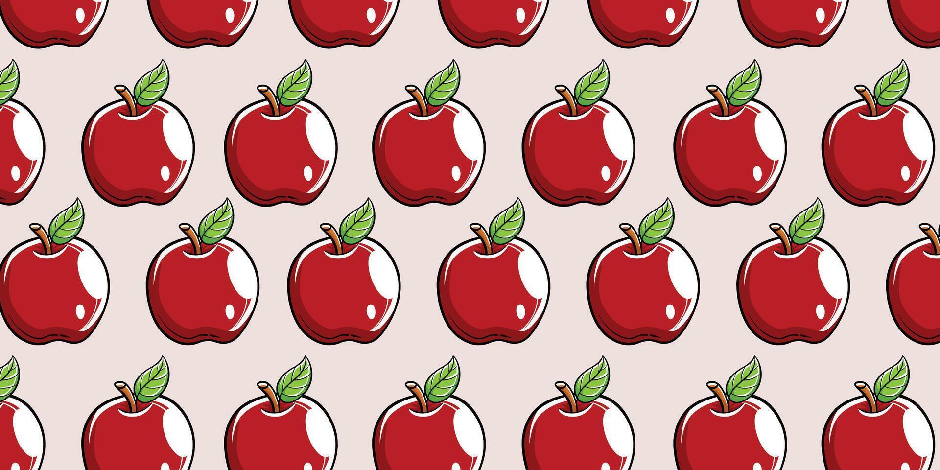 vector appel fruit met naadloos patroon achtergrond