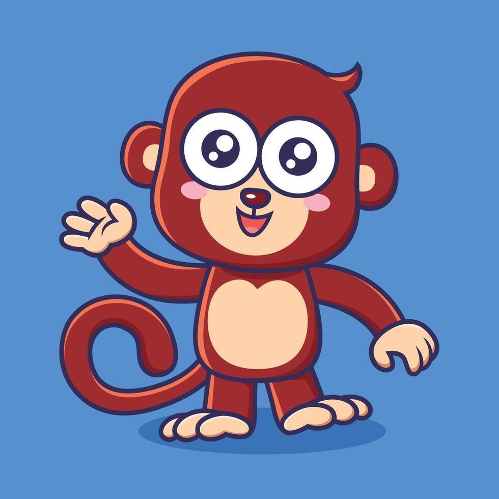 schattig aap dier karakter tekenfilm vector illustratie