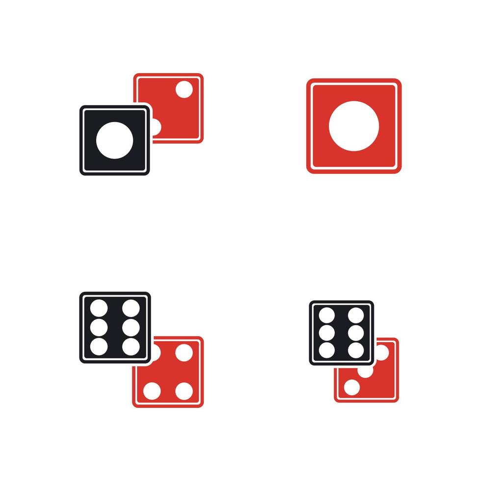 dobbelstenen teken pictogram. casinospel symbool. platte dobbelstenen pictogram. ronde knop met platte spelpictogram vector