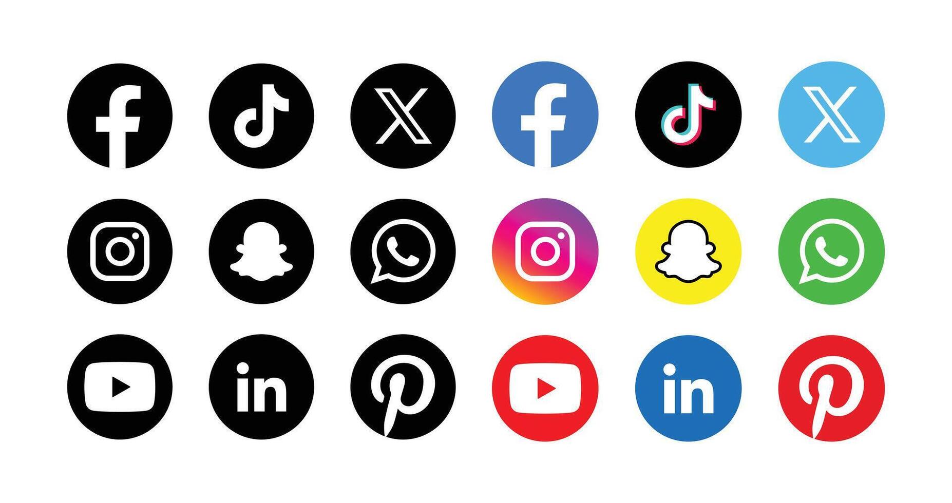 reeks van sociaal media pictogrammen. populair sociaal media logo verzameling. vector