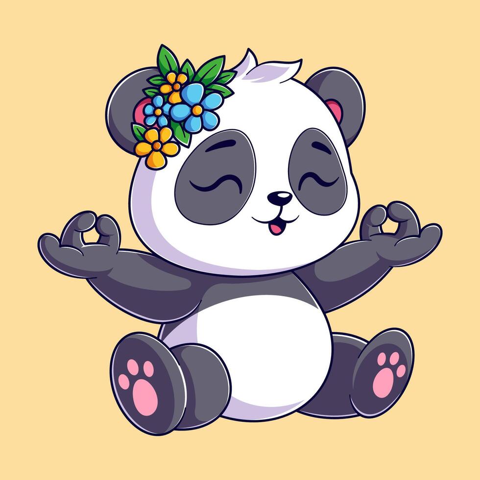 schattig panda is aan het doen meditatie vector