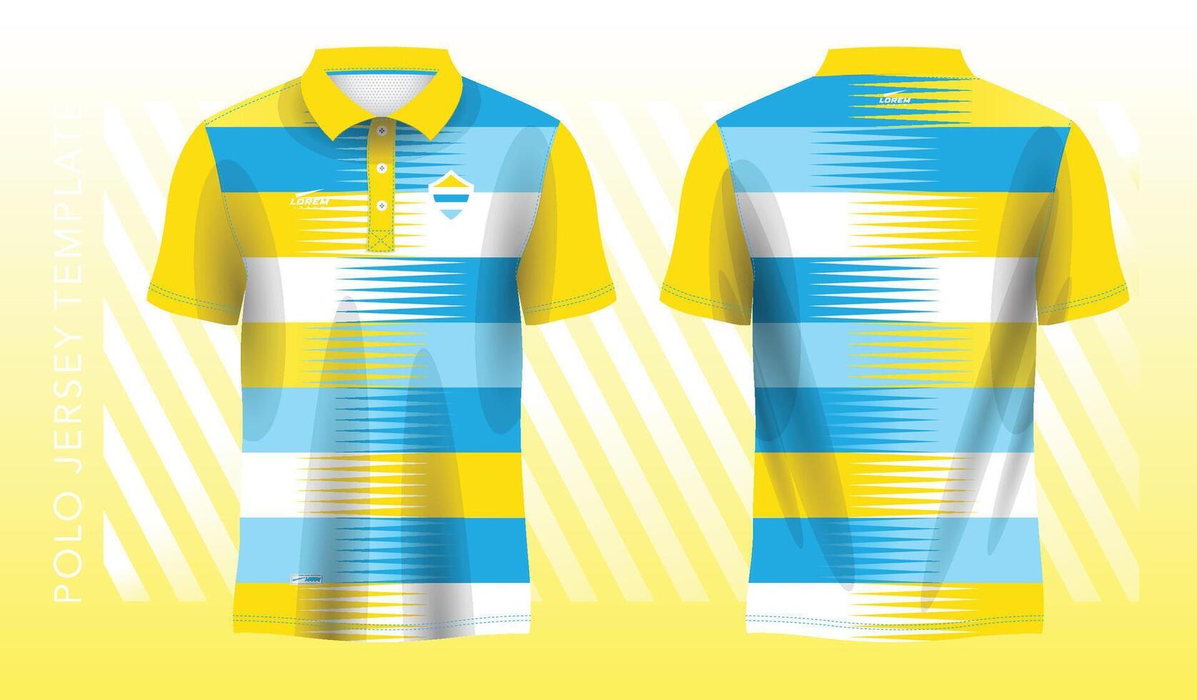 sport- polo t-shirt Jersey ontwerp, blauw amd geel sport- Jersey met voorkant en terug visie sjabloon vector