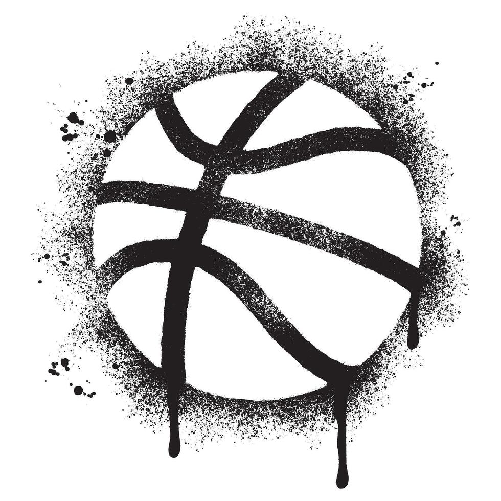 verstuiven geschilderd graffiti basketbal icoon gespoten geïsoleerd met een wit achtergrond. vector