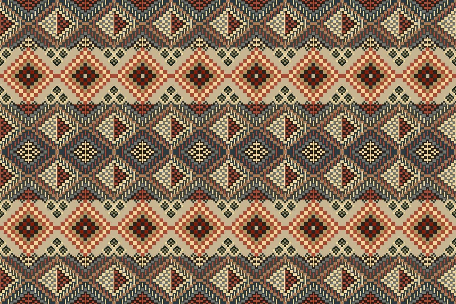 Navajo tribal vector naadloos patroon. inheems Amerikaans ornament. etnisch zuiden western decor stijl. boho meetkundig ornament. pixel naadloos patroon. Mexicaans deken, tapijt. geweven tapijt illustratie.