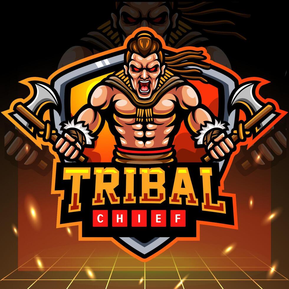 tribal chef mascotte. esport logo ontwerp vector