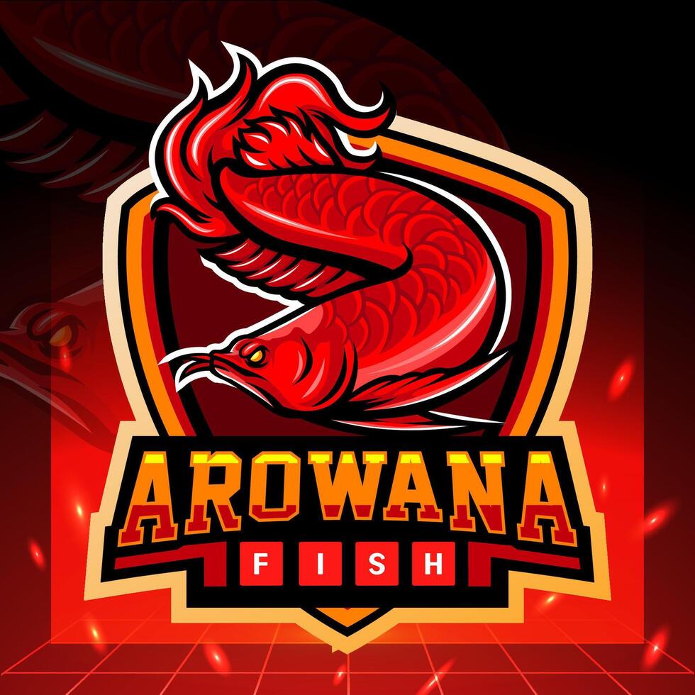 rood arowana mascotte. esport logo ontwerp vector