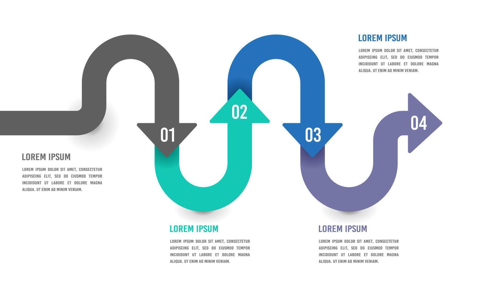 infographic werkwijze met 4 stappen naar succes. bedrijf presentatie, banier, werkstroom. vector illustratie.