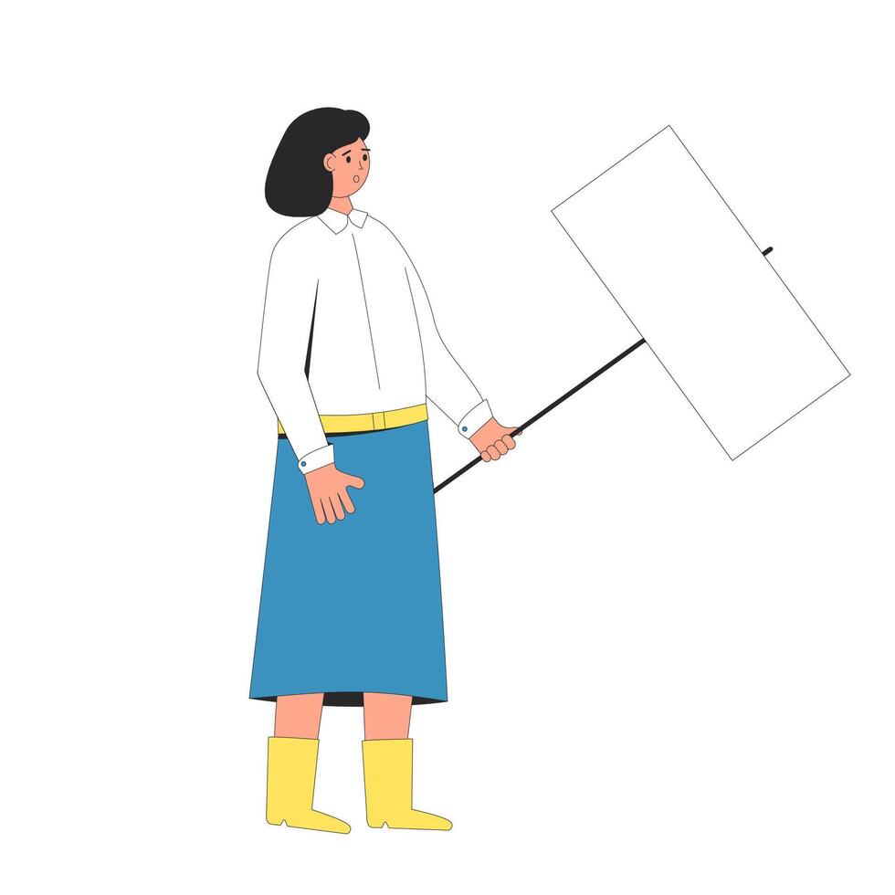 vrouw Holding blanco spandoek. vector