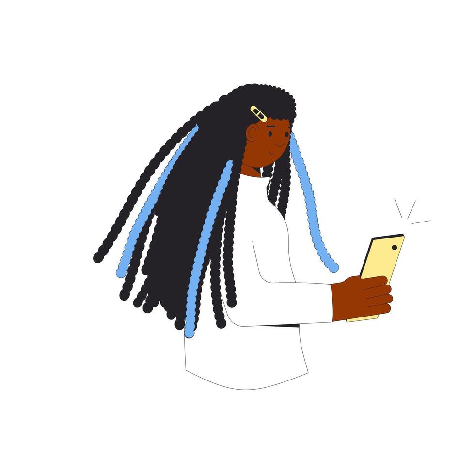 portret van jong vrouw met dreadlocks haar. tiener- meisje selfie vector