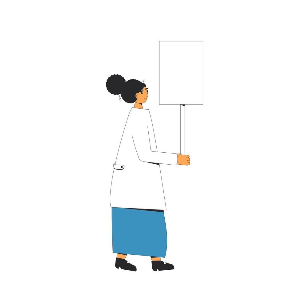 vrouw Holding blanco spandoek. vector