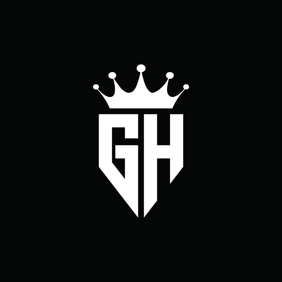 gh logo monogram embleem stijl met kroonvorm ontwerpsjabloon vector