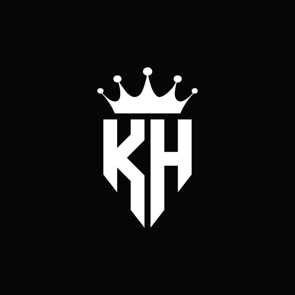 kh logo monogram embleem stijl met kroonvorm ontwerpsjabloon vector