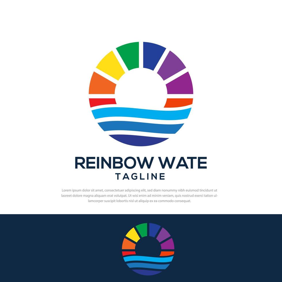 regenboog water cirkel minimalistisch logo vector