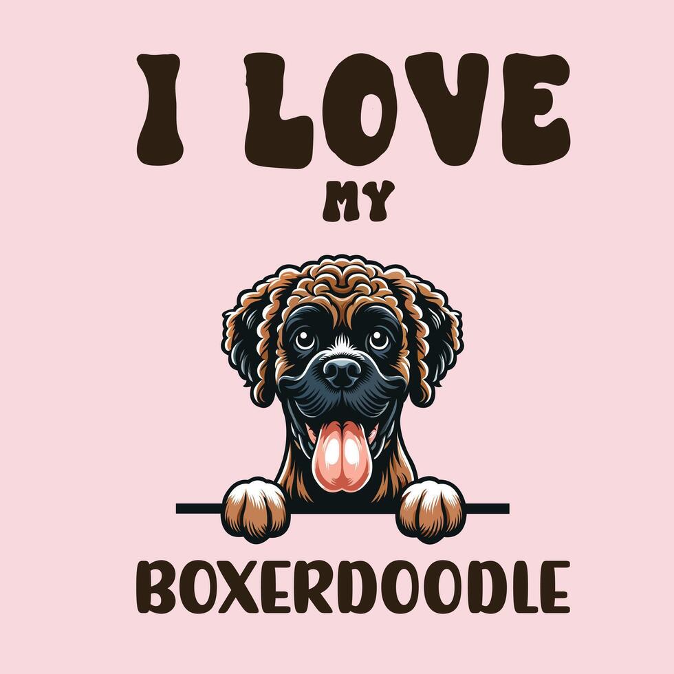 ik liefde mijn boxerdoodle hond t-shirt ontwerp vector