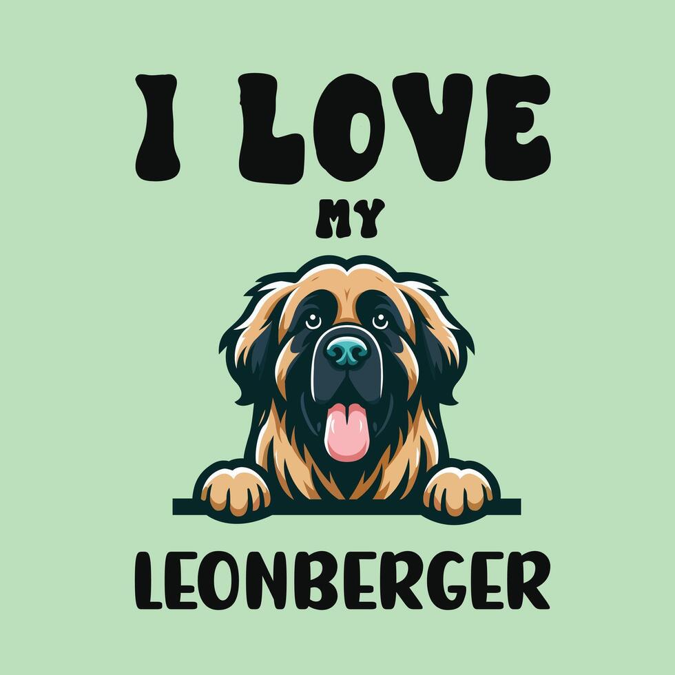 ik liefde mijn leonberger hond t-shirt ontwerp vector