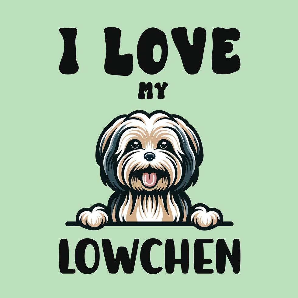 ik liefde mijn lowchen hond t-shirt ontwerp vector