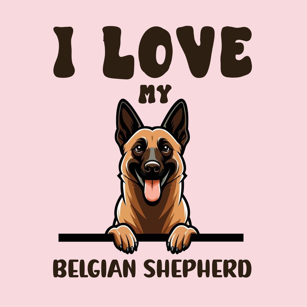 ik liefde mijn belgisch herder hond t-shirt ontwerp vector