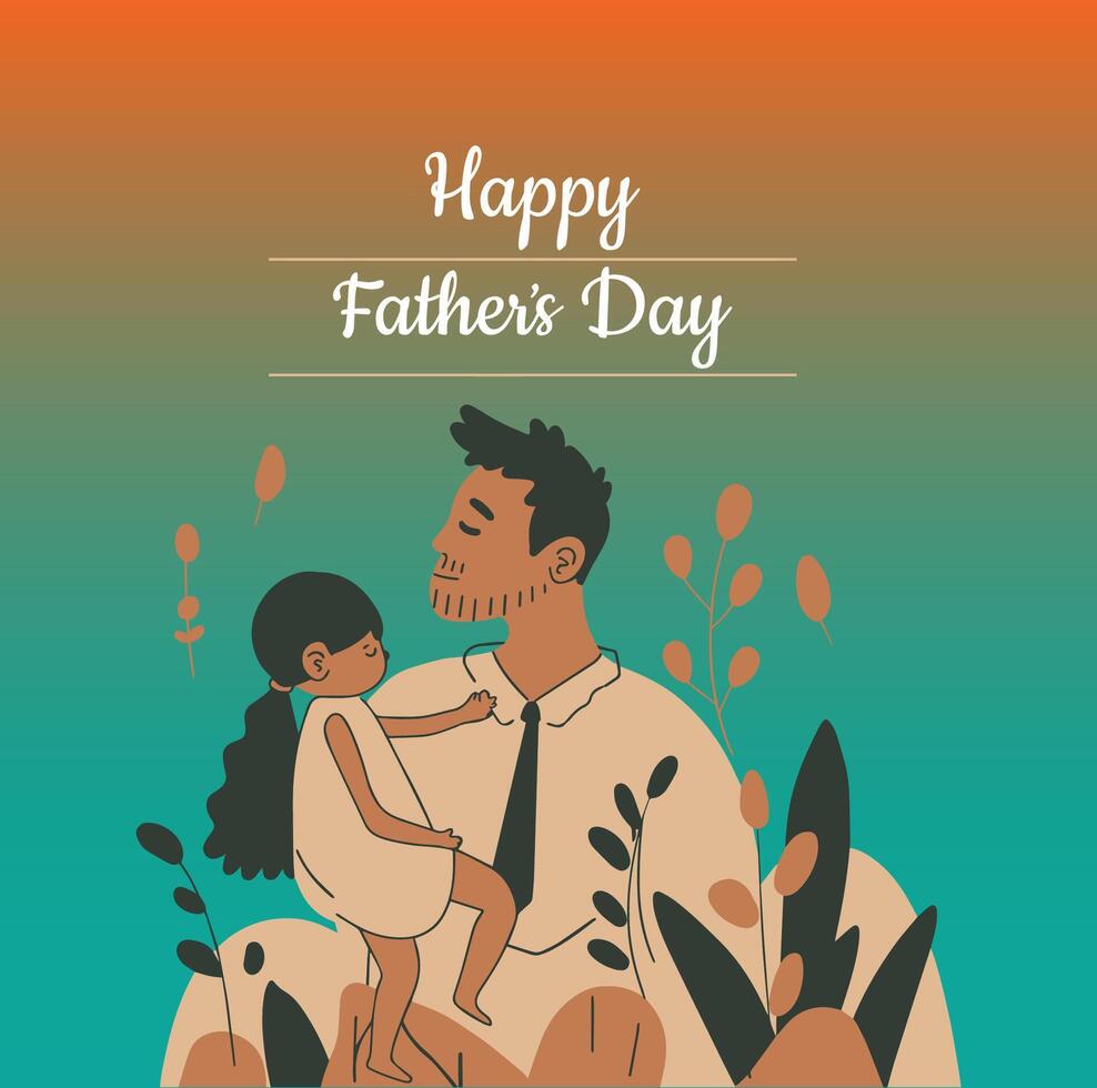 een poster van een tekenfilm vader en zijn dochter een vector illustratie