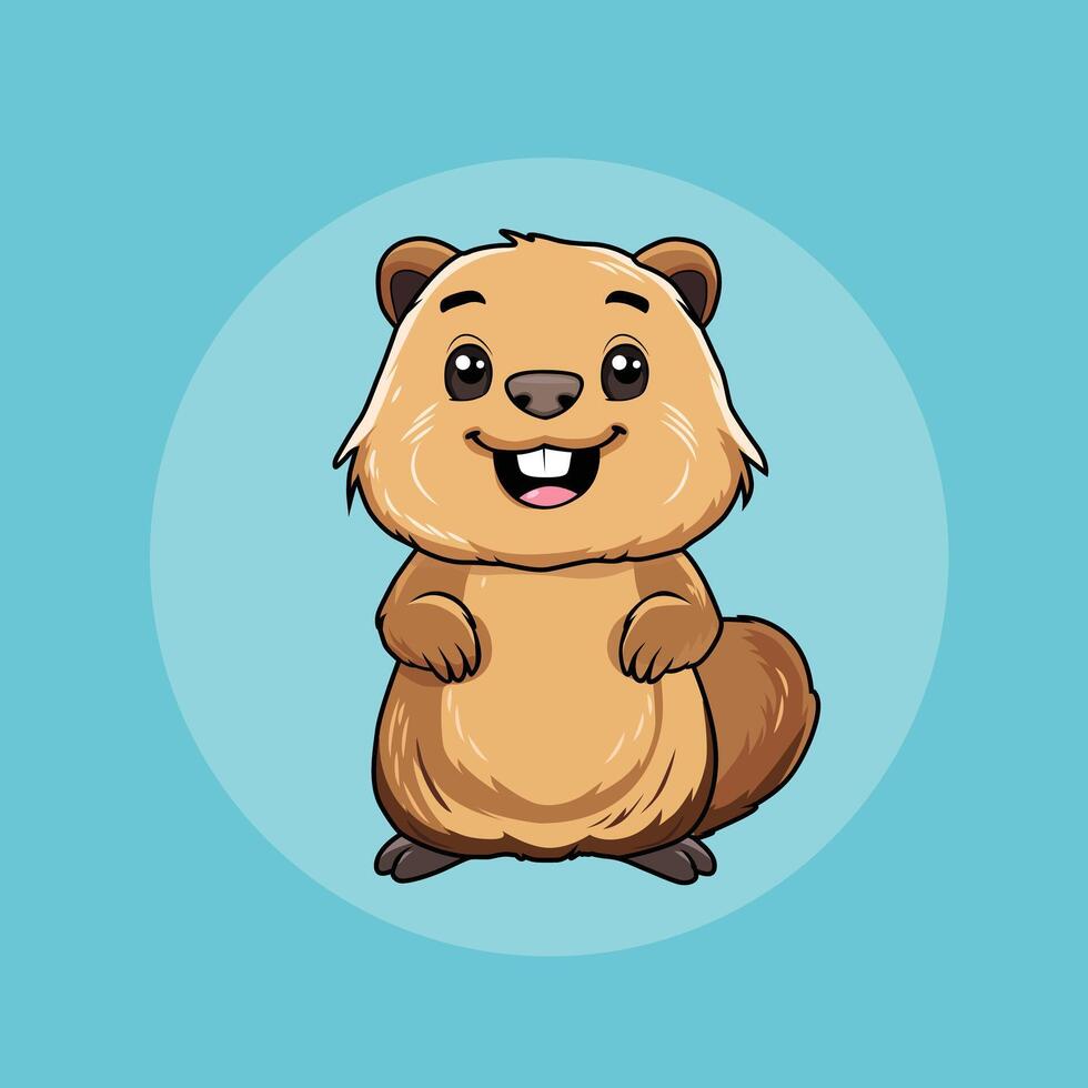 ai gegenereerd schattig bever gelukkig tekenfilm vector illustratie