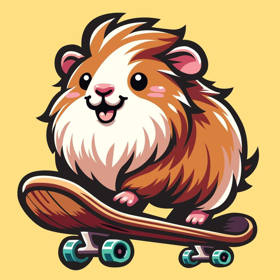 ai gegenereerd Guinea varken rijden skateboard vector illustratie