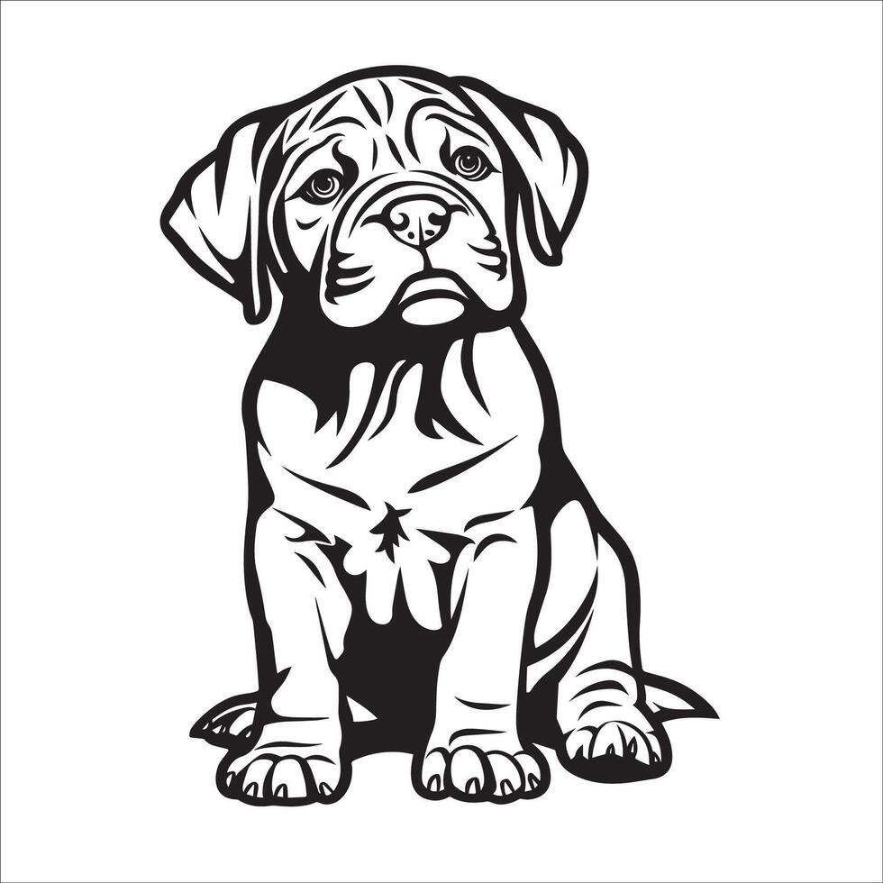 ai gegenereerd een vector illustratie van een zwart en wit mastiff hond zittend