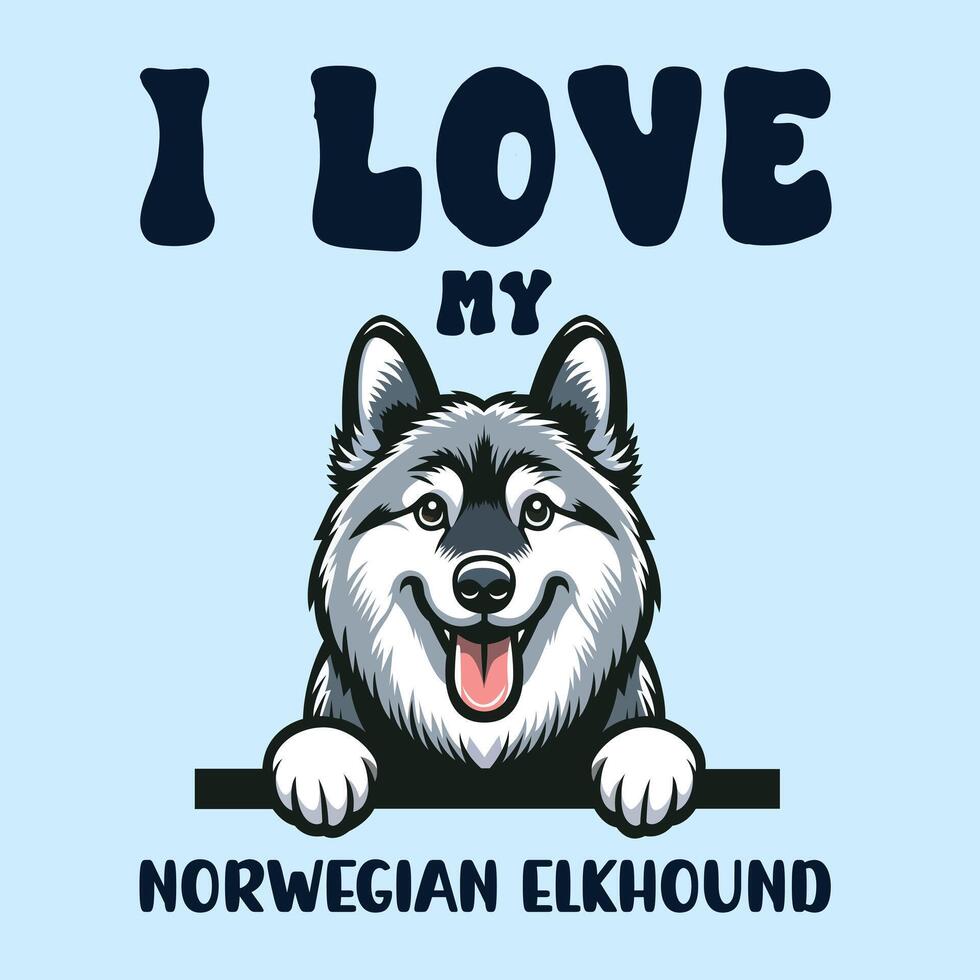 ik liefde mijn Noors elandhond hond t-shirt ontwerp vector