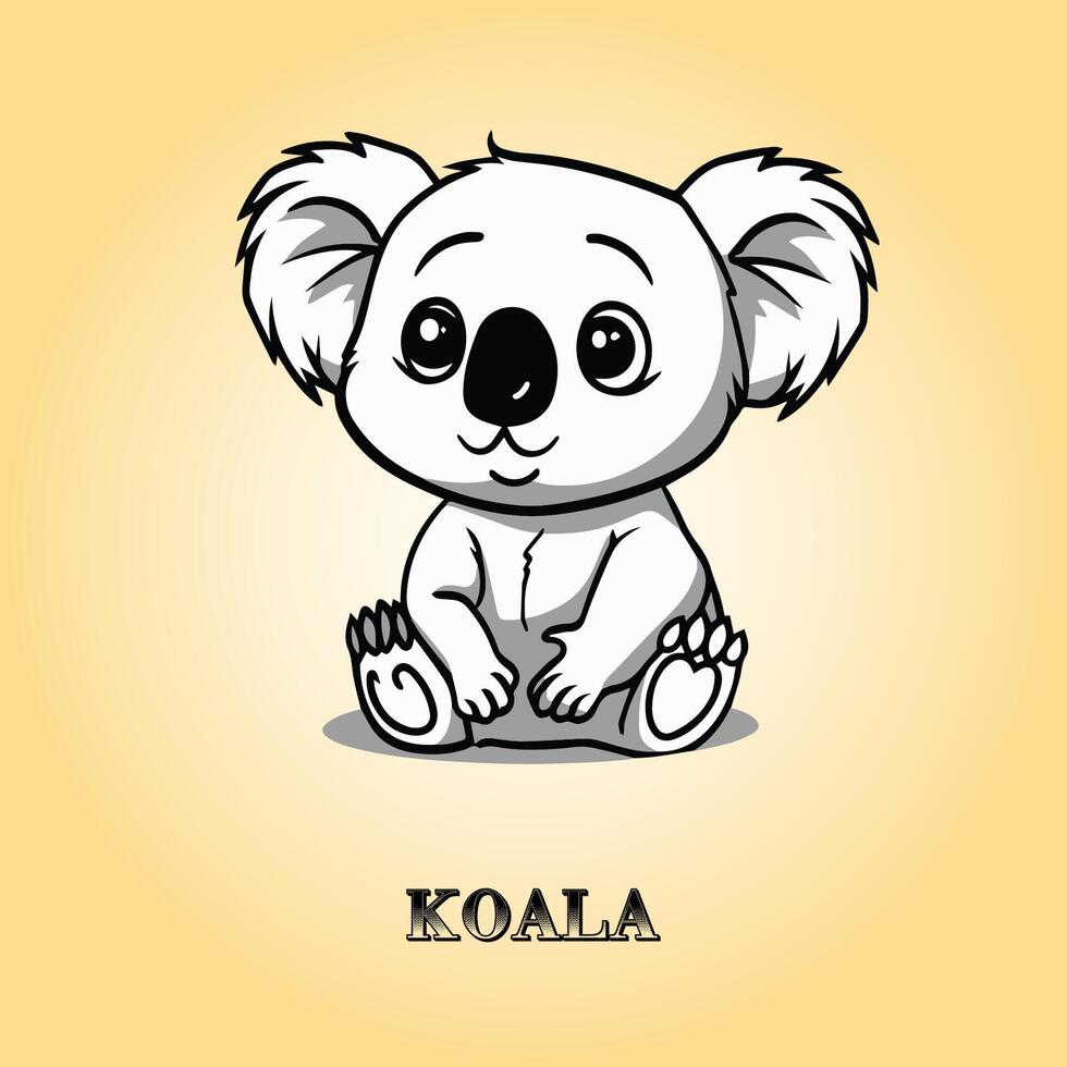 ai gegenereerd een koala tekenfilm vector illustratie is Aan een geel achtergrond