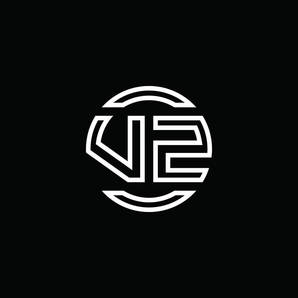 vz logo monogram met negatieve ruimte cirkel afgeronde ontwerpsjabloon vector
