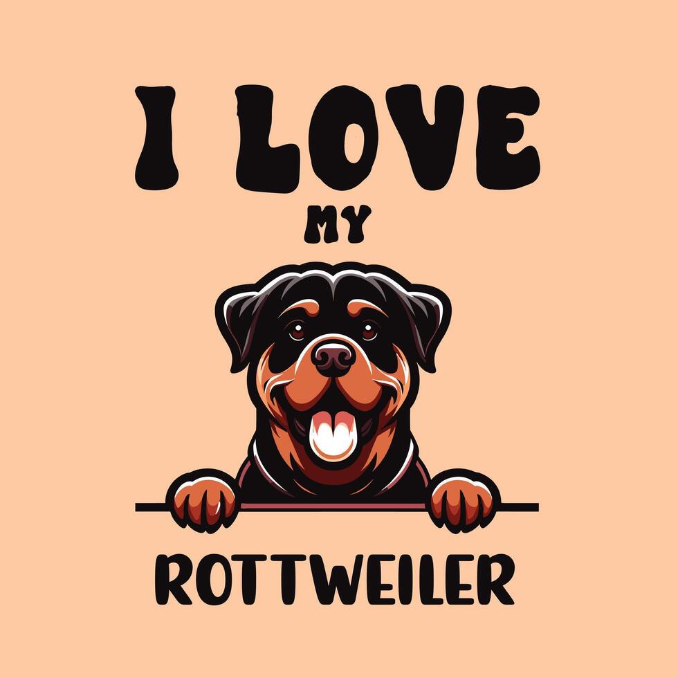 ik liefde mijn rottweiler hond t-shirt ontwerp vector