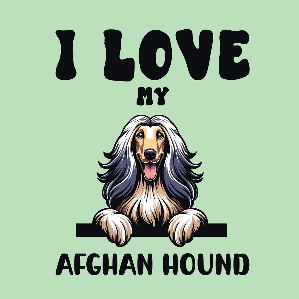 ik liefde mijn afghaan hond hond t-shirt ontwerp vector