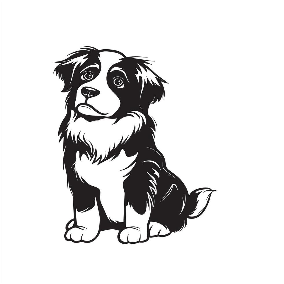 ai gegenereerd een vector illustratie van een zwart en wit bernese berg hond zittend