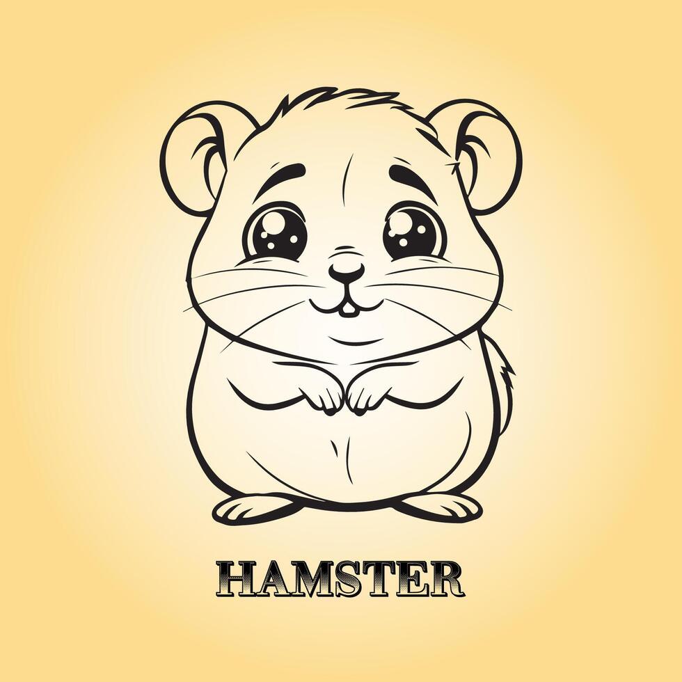 ai gegenereerd hamster is een zittend vector illustratie in zwart en wit