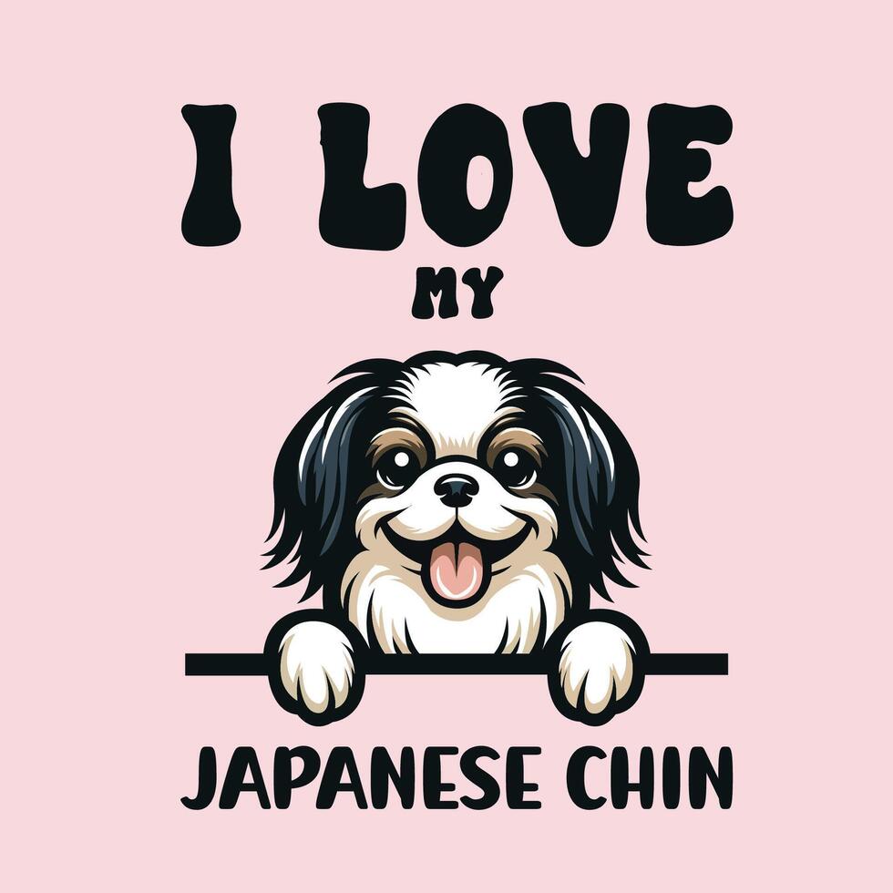 ik liefde mijn Japans kin hond t-shirt ontwerp vector