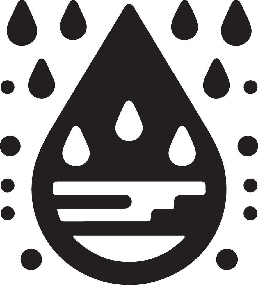 minimaal regen laten vallen icoon symbool, vlak illustratie, zwart kleur silhouet, wit achtergrond 15 vector