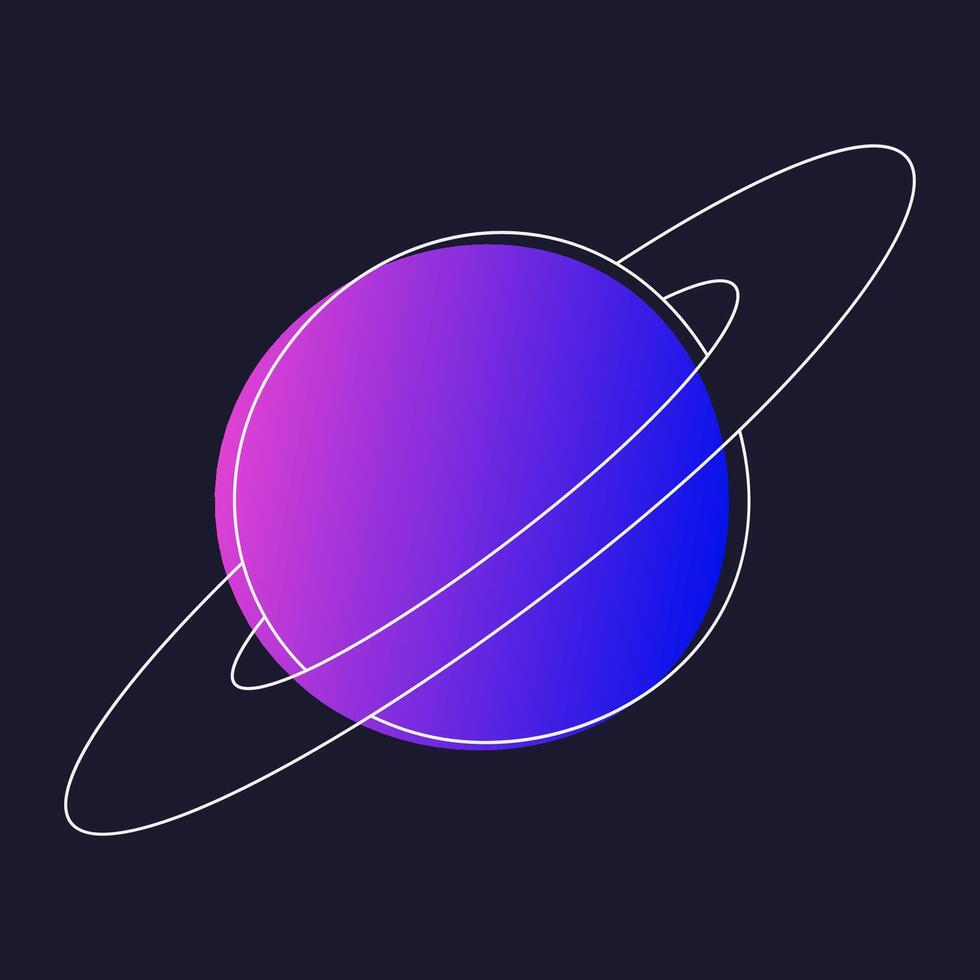 Purper en blauw Saturnus icoon Aan zwart achtergrond vector