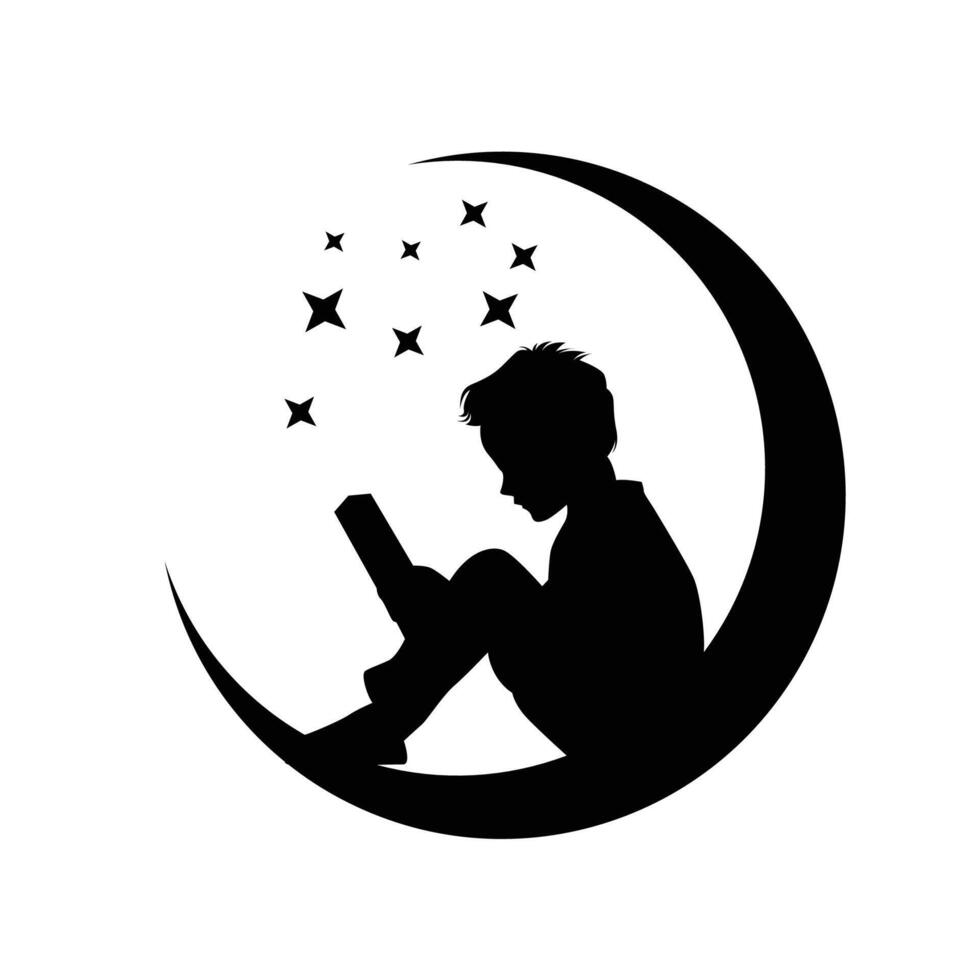 kinderen lezen en aan het leren boek silhouet illustratie logo vector
