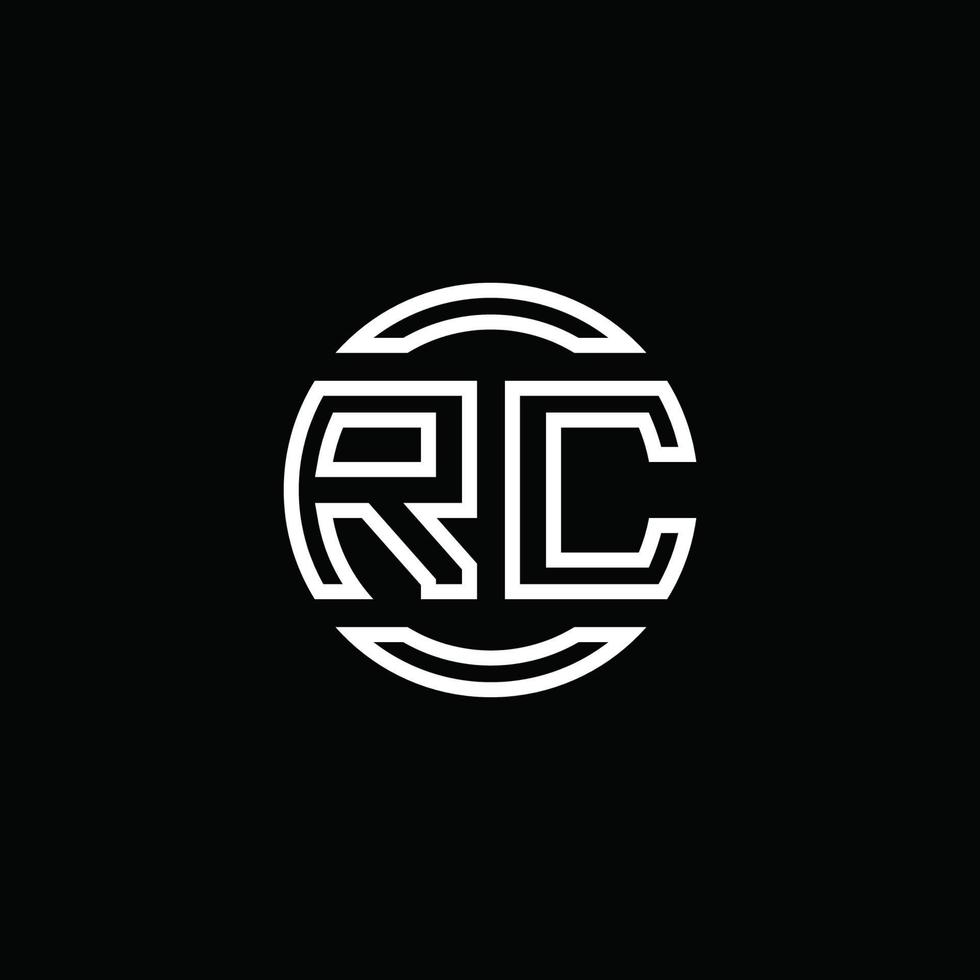 rc logo monogram met negatieve ruimte cirkel afgeronde ontwerpsjabloon vector