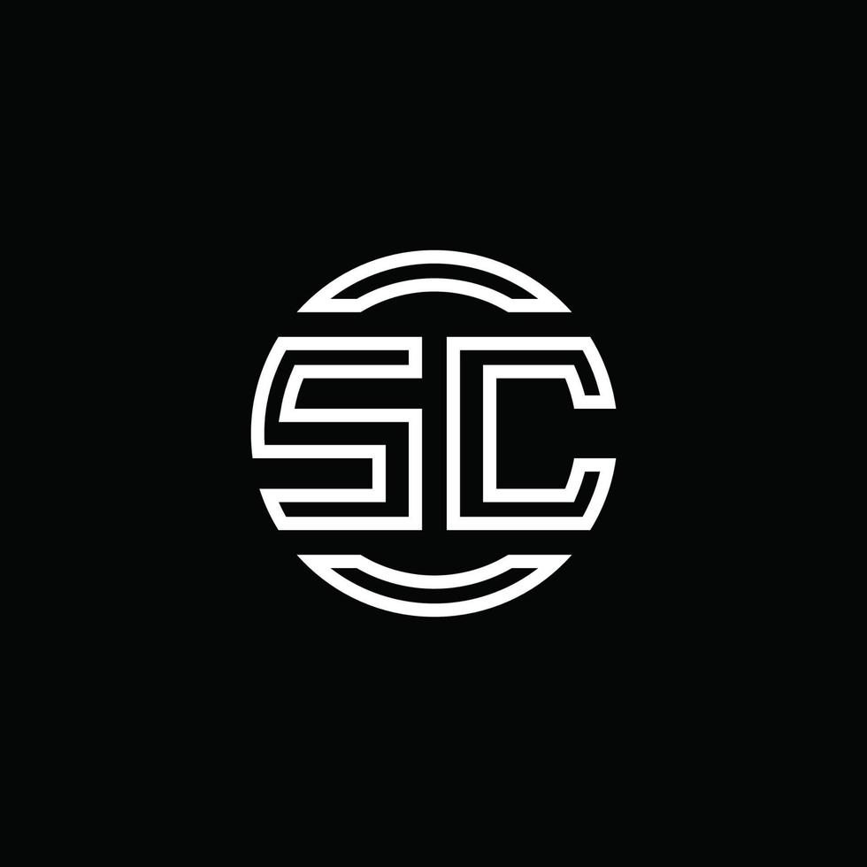 sc logo monogram met negatieve ruimte cirkel afgeronde ontwerpsjabloon vector