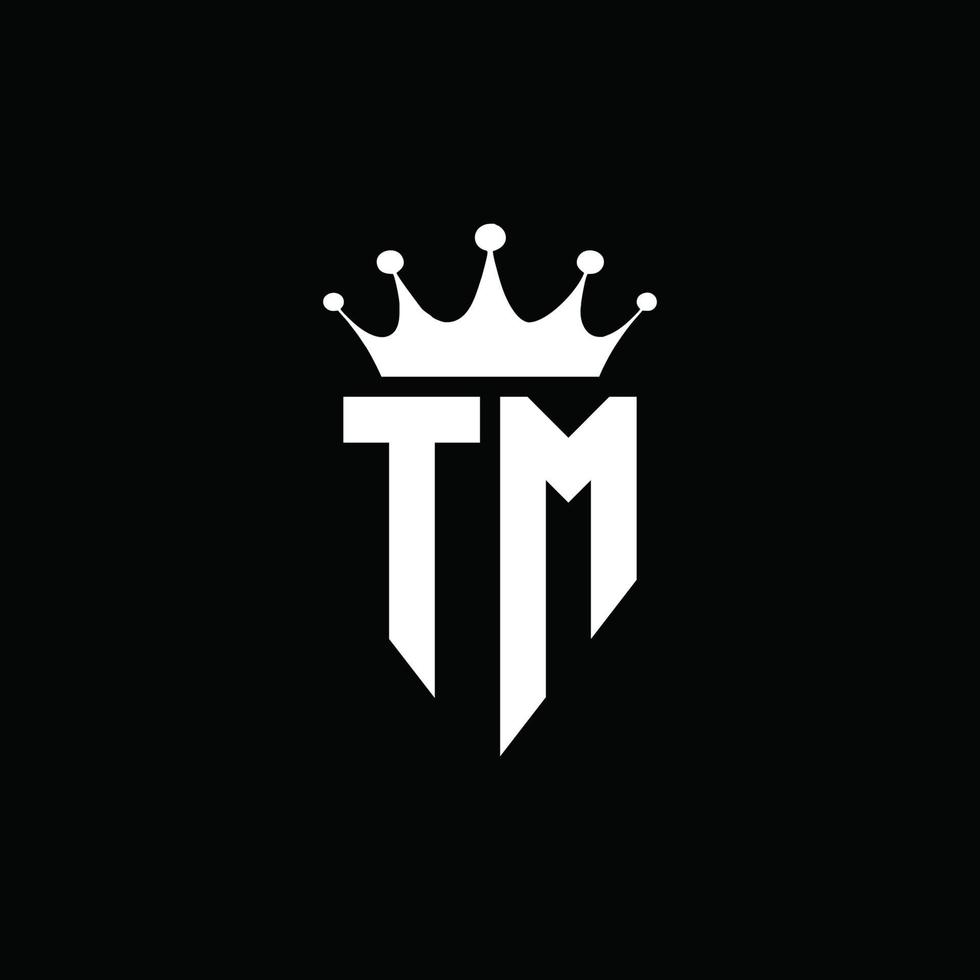 tm logo monogram embleem stijl met kroonvorm ontwerpsjabloon vector