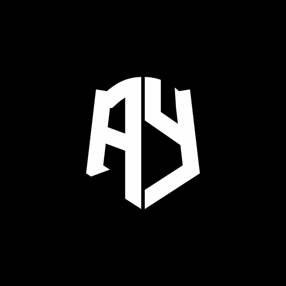 ay monogram brief logo lint met schild stijl geïsoleerd op zwarte achtergrond vector