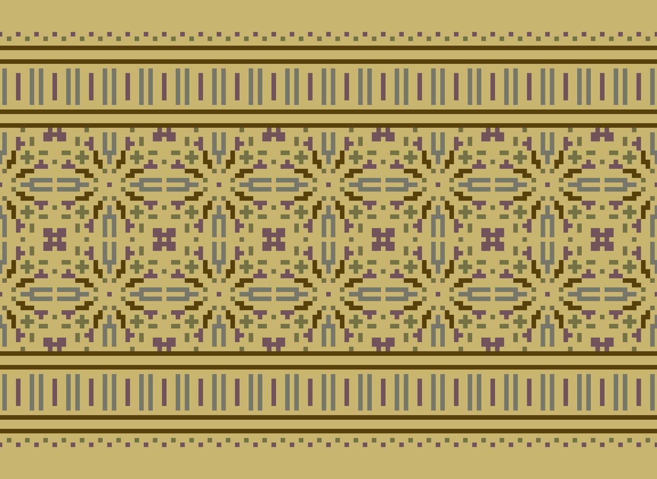 pixel kruis steek patroon met bloemen ontwerpen. traditioneel kruis steek handwerk. meetkundig etnisch patroon, borduurwerk, textiel versiering, kleding stof, hand- gestikt patroon, pixel kunst. vector