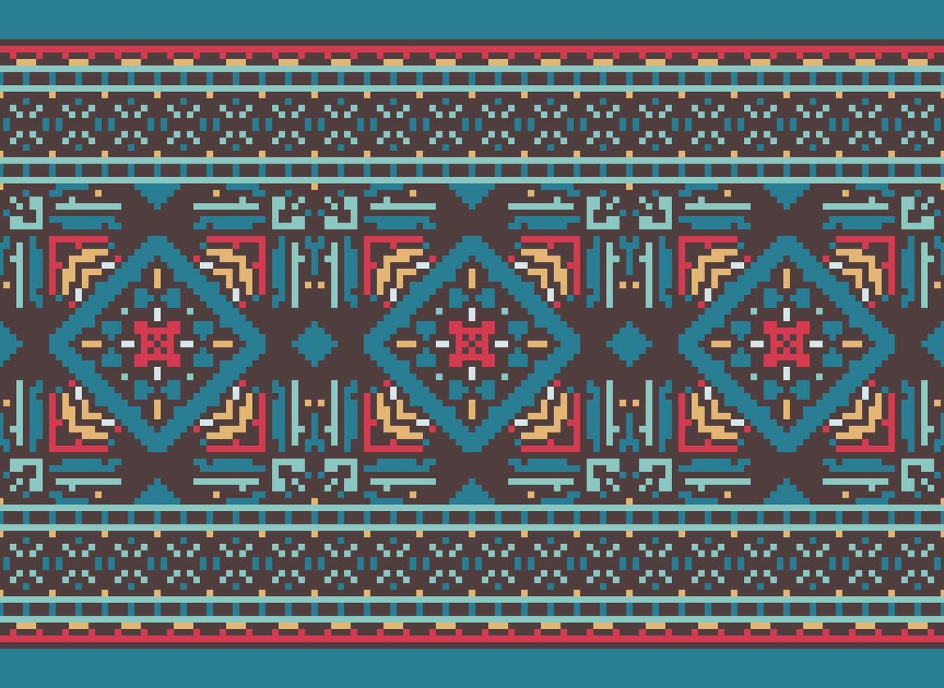 pixel traditioneel etnisch patroon paisley bloem ikat achtergrond abstract aztec Afrikaanse Indonesisch Indisch naadloos patroon voor kleding stof afdrukken kleding jurk tapijt gordijnen en sarong vector