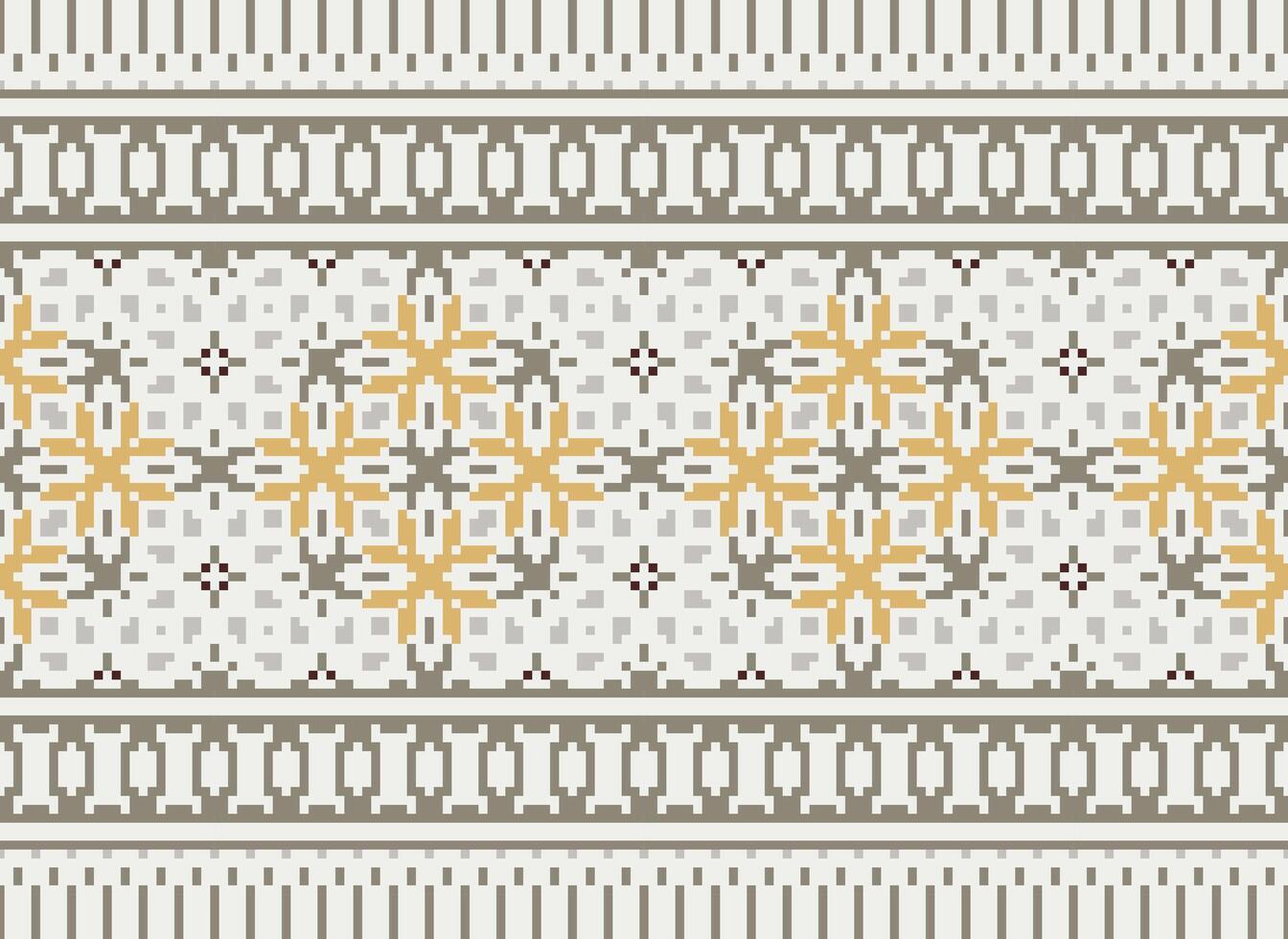 meetkundig patronen van modern elegant textuur. borders in de het formulier van een pixel ornament voor borduurwerk, keramisch tegels en textiel interieur ontwerp elementen. naadloos illustratie vector