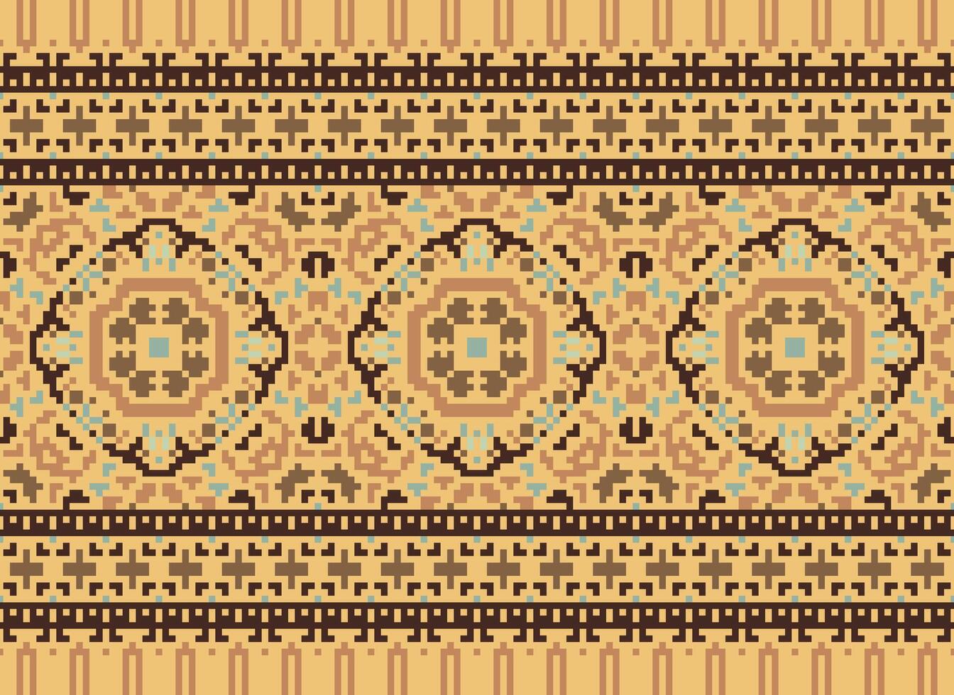 pixel traditioneel etnisch patroon paisley bloem ikat achtergrond abstract aztec Afrikaanse Indonesisch Indisch naadloos patroon voor kleding stof afdrukken kleding jurk tapijt gordijnen en sarong vector