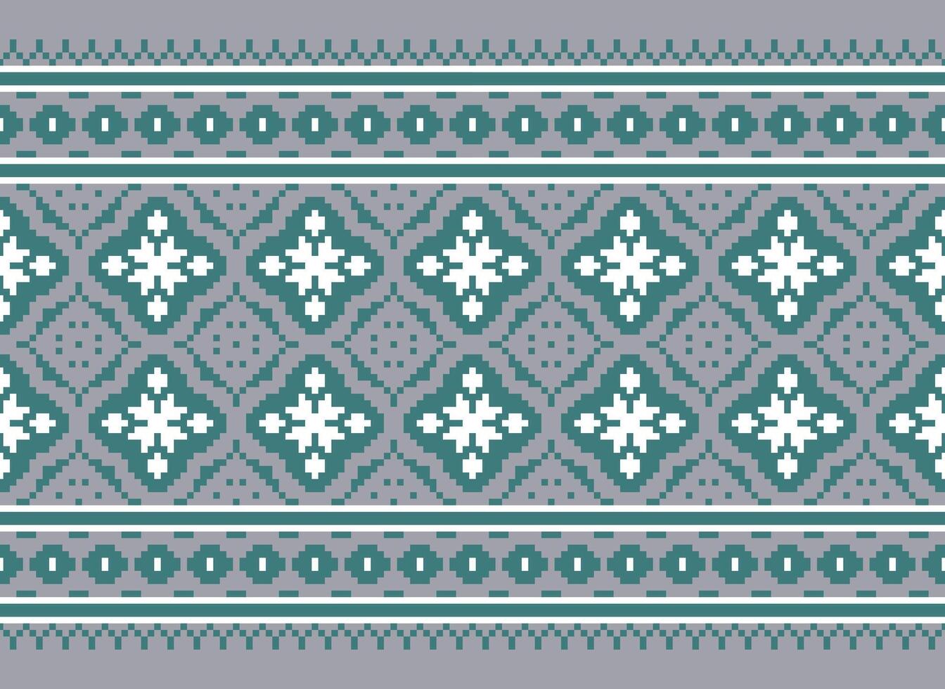 pixel traditioneel etnisch patroon paisley bloem ikat achtergrond abstract aztec Afrikaanse Indonesisch Indisch naadloos patroon voor kleding stof afdrukken kleding jurk tapijt gordijnen en sarong vector