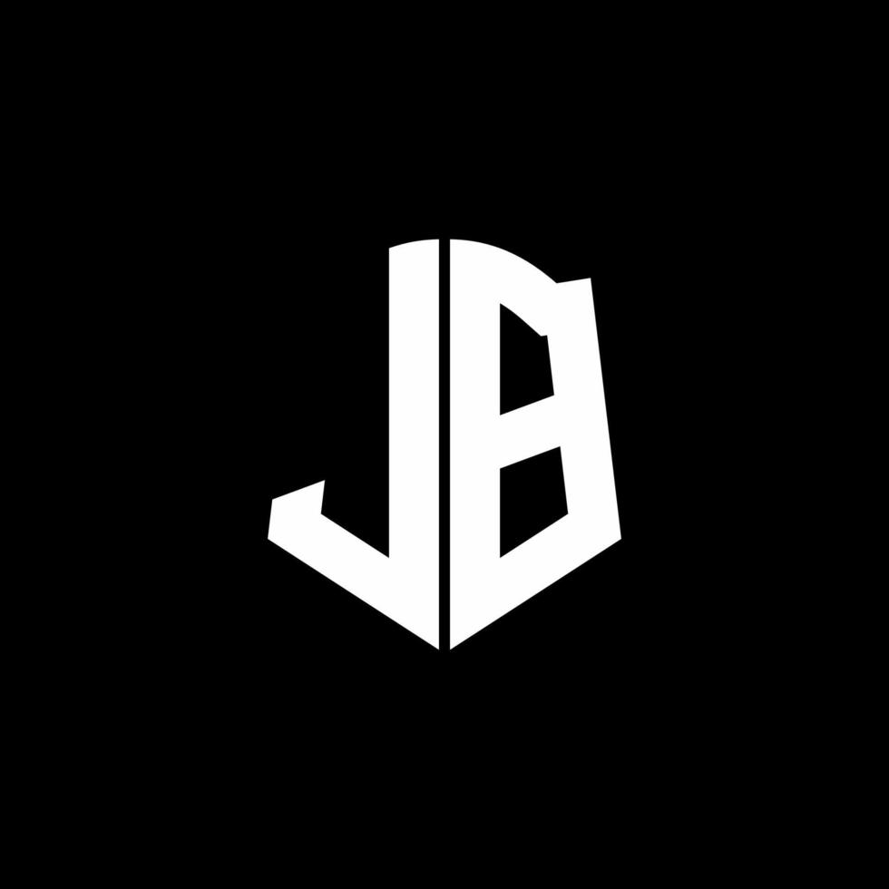 Jb monogram brief logo lint met schild stijl geïsoleerd op zwarte achtergrond vector