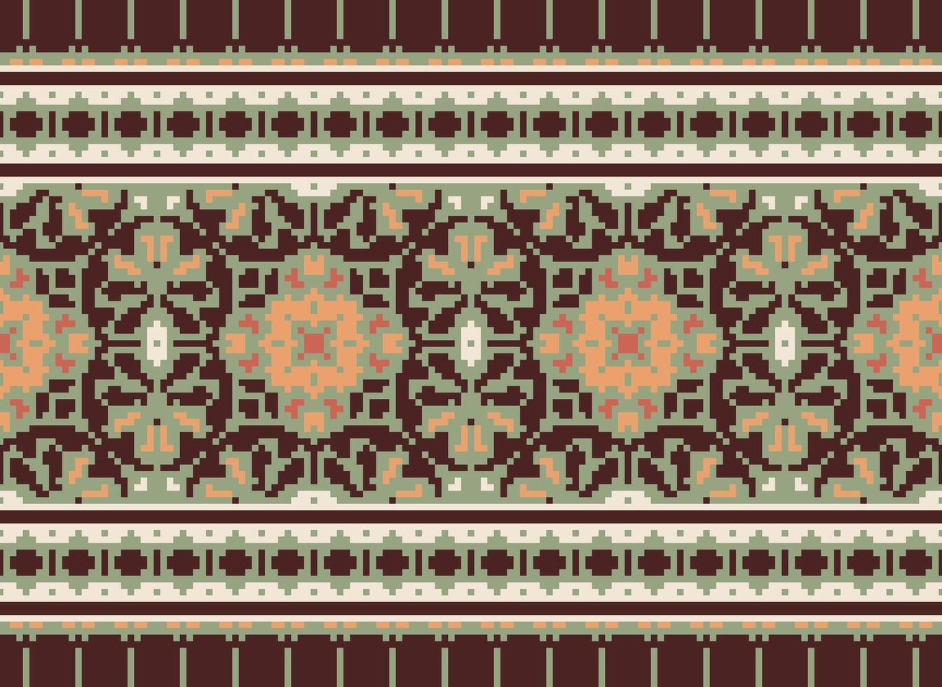 natuur jaargangen kruis steek traditioneel etnisch patroon paisley bloem ikat achtergrond abstract aztec Afrikaanse Indonesisch Indisch naadloos patroon voor kleding stof afdrukken kleding jurk tapijt gordijnen en sarong vector