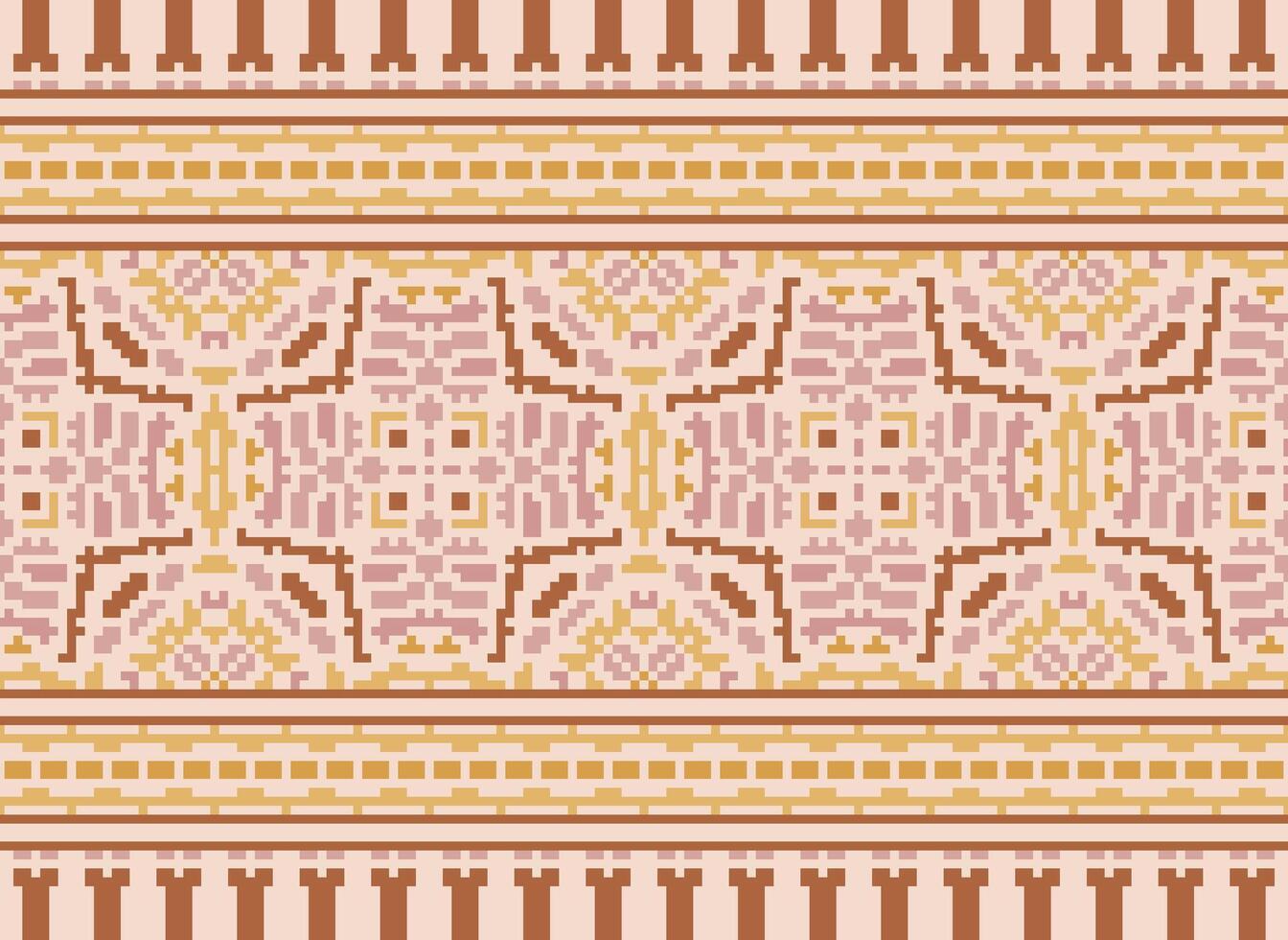 Afrikaanse ikat pixel bloemen paisley borduurwerk achtergrond. meetkundig etnisch oosters patroon traditioneel.azteken stijl abstract vector illustratie.ontwerp voor textuur, stof, kleding, verpakking, tapijt.