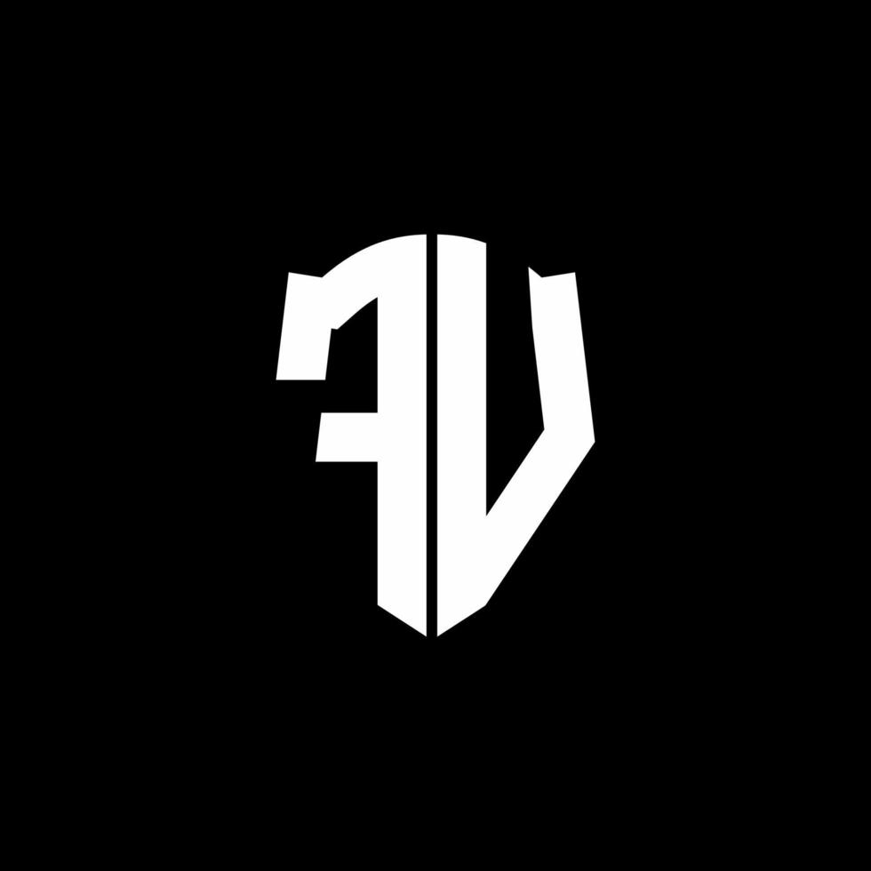 Fv monogram brief logo lint met schild stijl geïsoleerd op zwarte achtergrond vector